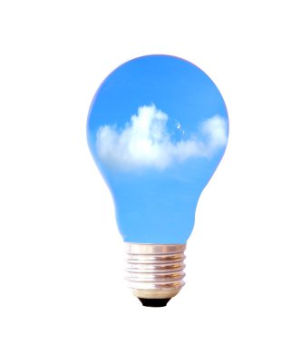 bulutlar ve gökyüzü ampul ışık beyaz izole
