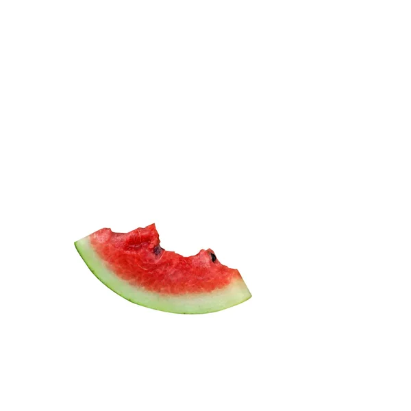 Slice of watermelon with bites — Stock Photo, Image