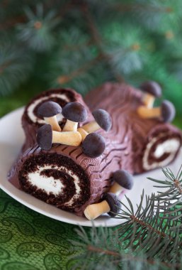 geleneksel Noel yule log kek