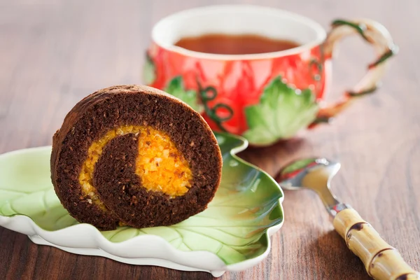 Fette di rotolo di cioccolato svizzero — Foto Stock