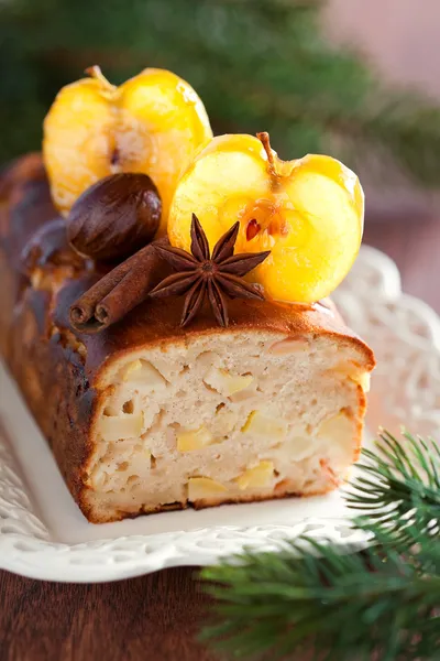 Torta di pane di mele con spezie, focus selettivo — Foto Stock