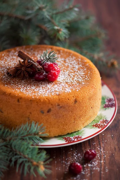 Torta con mirtilli rossi secchi, attenzione selettiva — Foto Stock