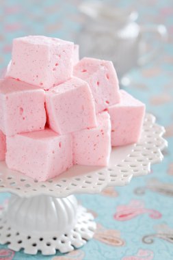 Homemade vanilla and rosewater marshmallows, selective focus clipart