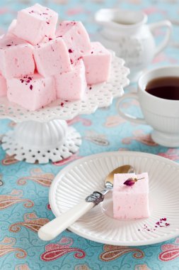 Homemade vanilla and rosewater marshmallows clipart