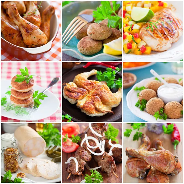 Collage of different chicken dishes — Stock Photo, Image