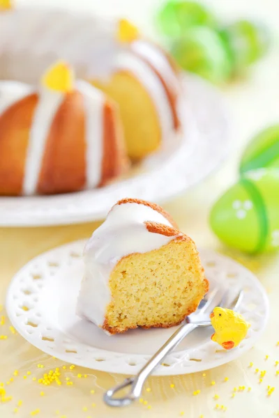 Scheibe Zitronenkuchen — Stockfoto