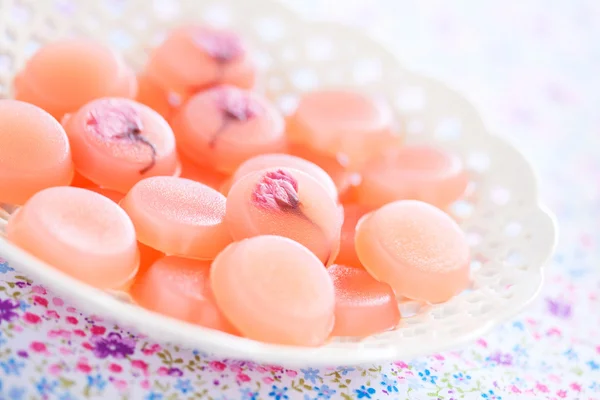 Homemade sweets with cherry blossom — Stock Photo, Image