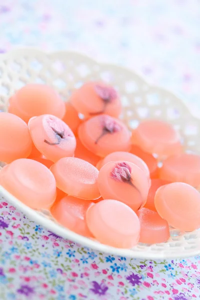 Homemade sweets with cherry blossom — Stock Photo, Image