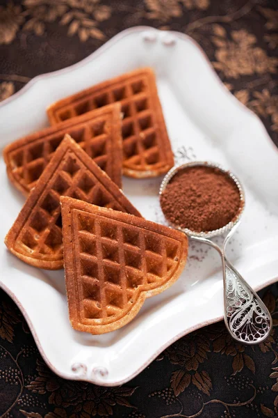 Schokoladenwaffeln Herz aus Haferkleie — Stockfoto