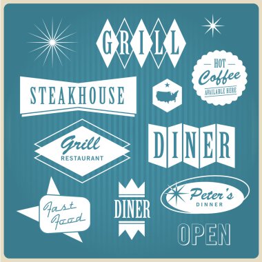 Vintage Restoran logo, rozetleri ve Etiketler