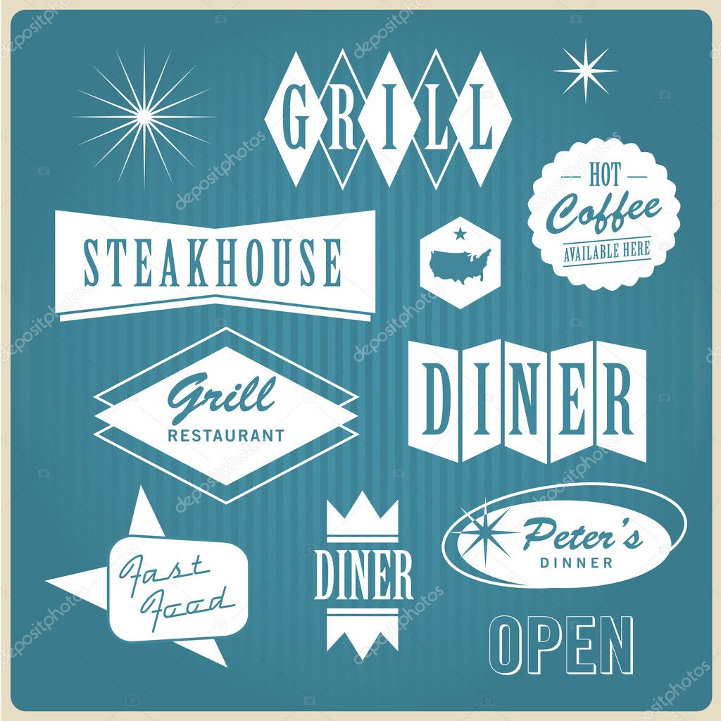 Vintage restaurant logo, badges and labels