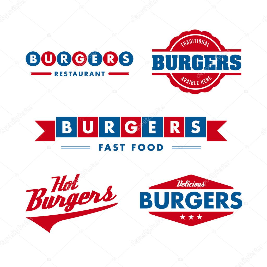 Vintage fast food restaurant logo set