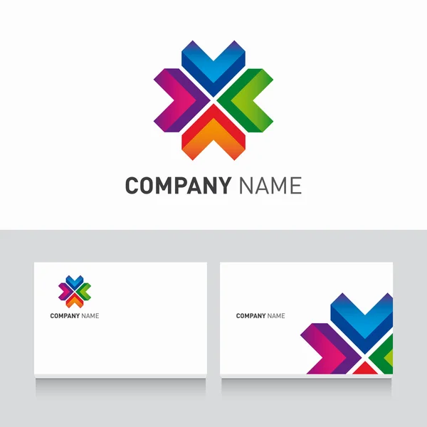 Logotipo colorido e cartão de visita modelo vetor — Vetor de Stock