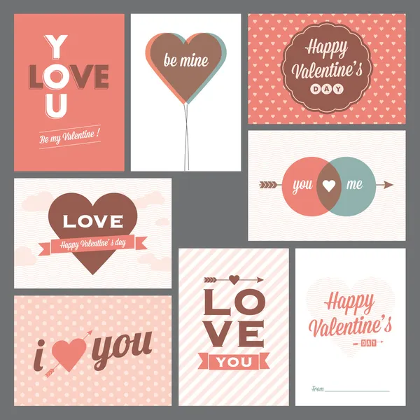 Feliz Dia dos Namorados e cartões de capina —  Vetores de Stock