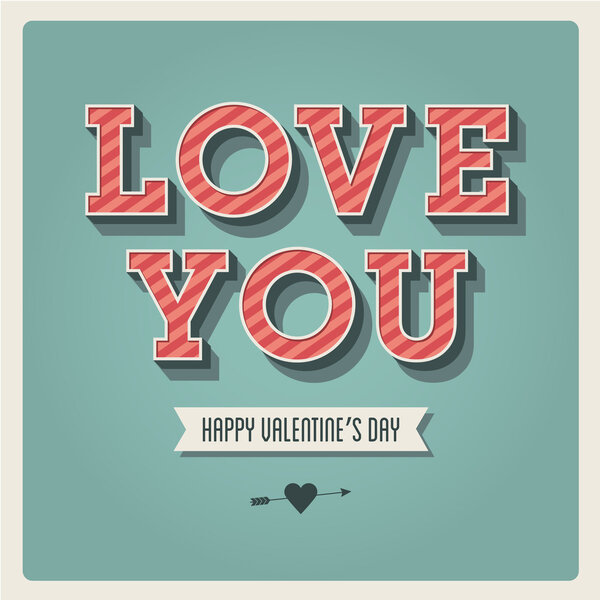 Happy Valentines day card, i love you, font type