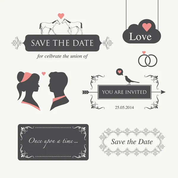 Elemento de diseño de invitación de boda editable — Vector de stock