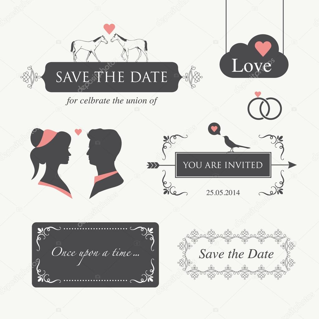 Wedding invitation design element editable