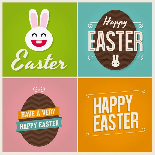 Happy easter cards illustration with easter eggs and bunny Stock Illustration