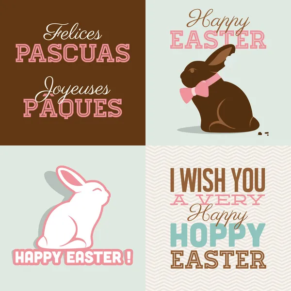 与复活节彩蛋和兔子的快乐复活节卡图 — 图库矢量图片