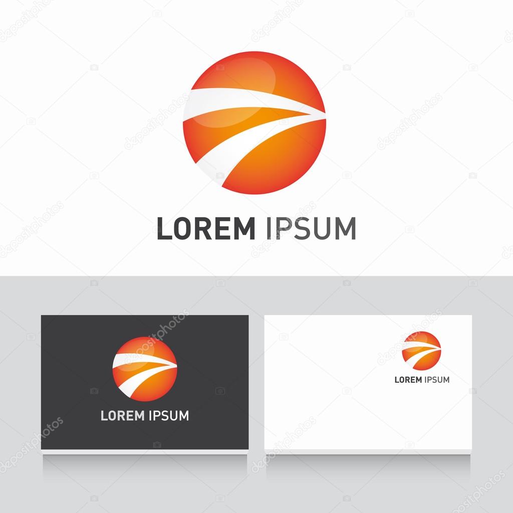 Logo and business card template editable with orange icon sphere vector