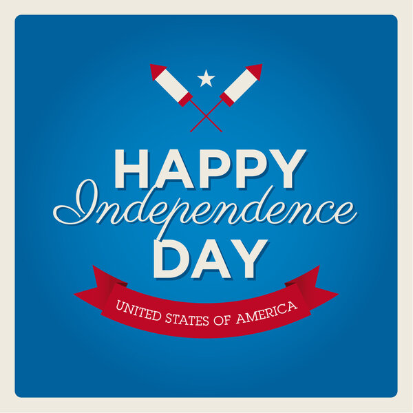 Happy independence day cards United States of America, 4 th of July, with fonts, flag, map, signs and ribbons