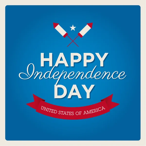 独立日快乐卡 4 美利坚合众国的 7 月，与字体、 国旗、 地图、 th 标志和色带 免版税图库插图