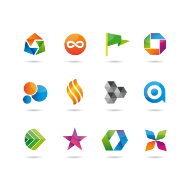 logo ve simgeler parlak seti