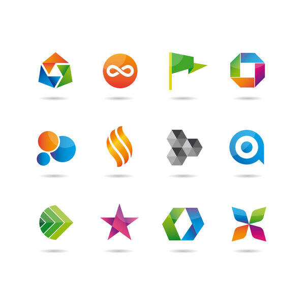 logo and icons glossy set