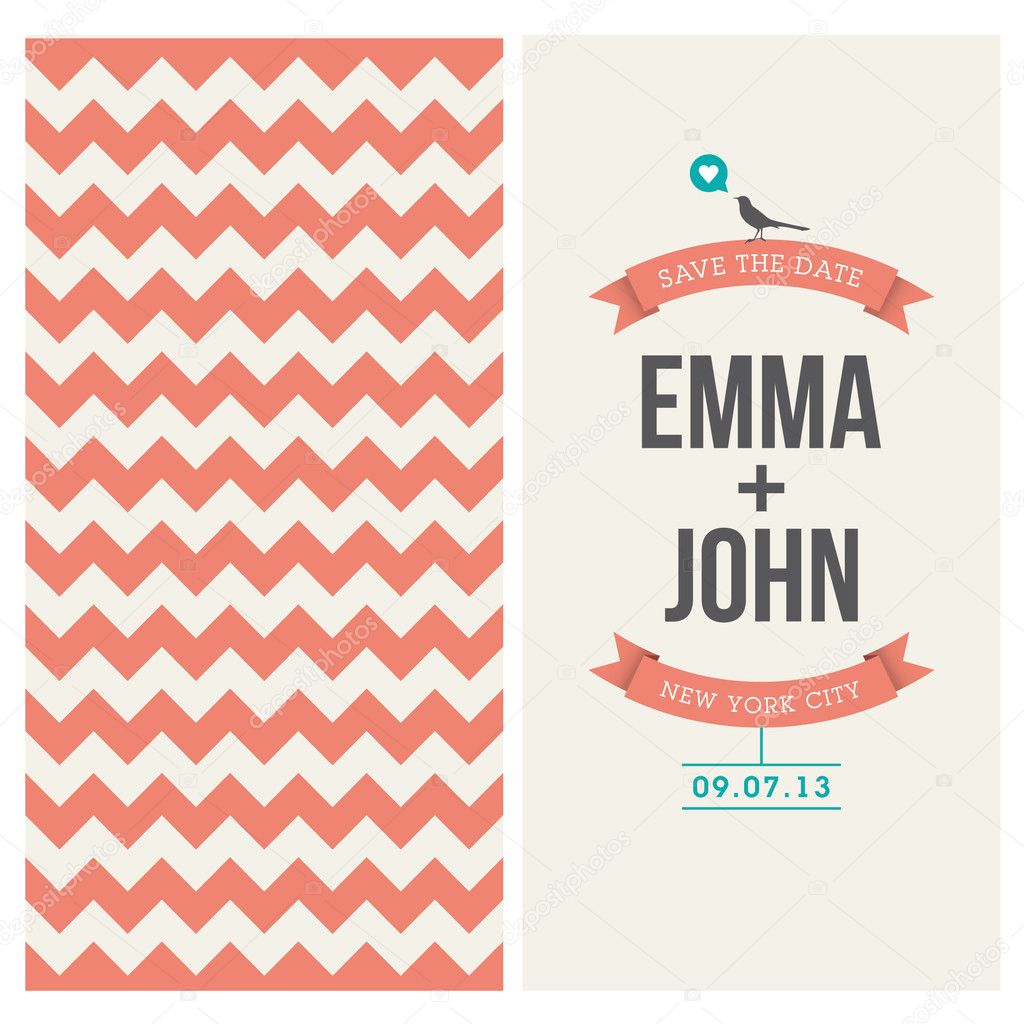 wedding invitation card editable with backround chevron