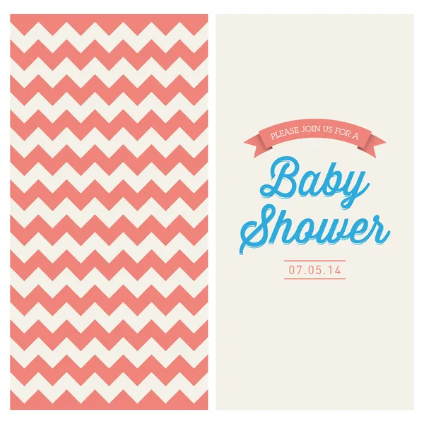 Tarjeta de invitación Baby shower editable con chevron de fondo retro vintage, tipo, fuente y cintas — Archivo Imágenes Vectoriales