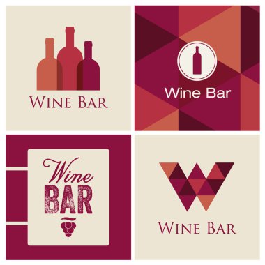 wine bar restaurant logo illustration vector clipart