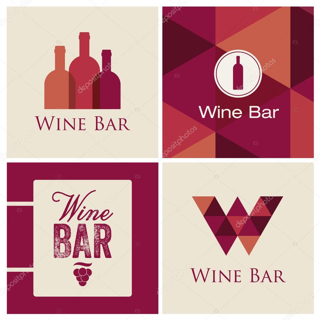 Wine bar restaurant logo design illustration vector