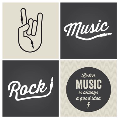 yazı tipi ve illüstrasyon vektör logo müzik tasarım öğeleriyle