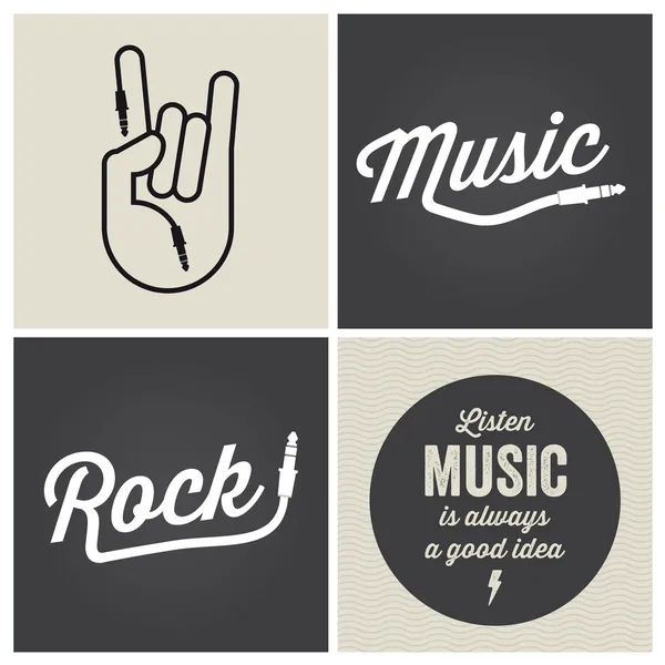 Logo music design elements with font type and illustration vector — Stock Vector