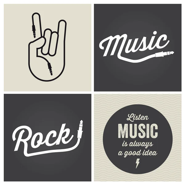 Logo elementi di design musicale con tipo di carattere e vettore illustrazione Vettoriale Stock