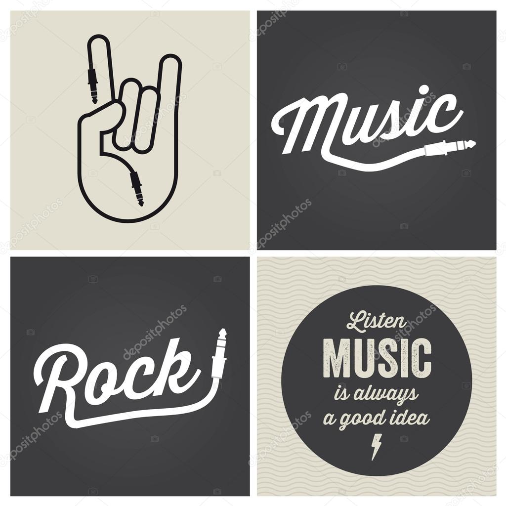 Logo music design elements with font type and illustration vector
