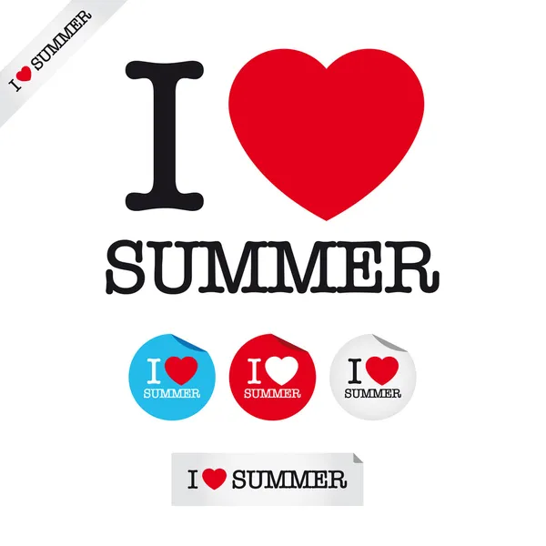 I love summer, font type with signs, stikers and tags — стоковый вектор