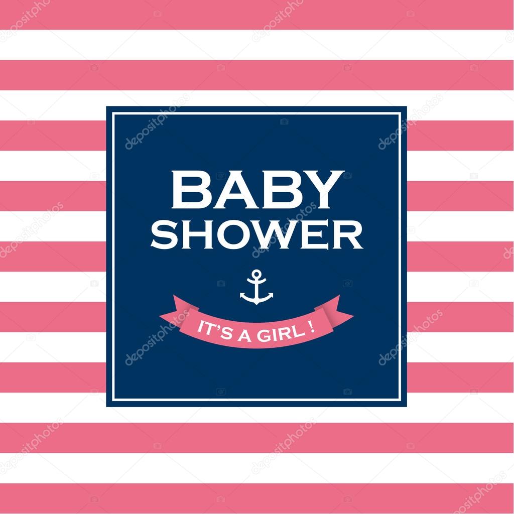 Baby shower card invitation. Vector design elements editable.
