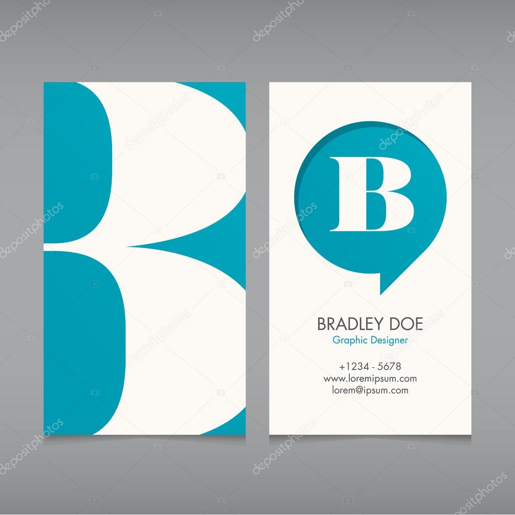 Business card vector template, alphabet letter, text color editable. Font, type, typography retro vintage modern. Ideal for independent worker, company, shop, restaurant...
