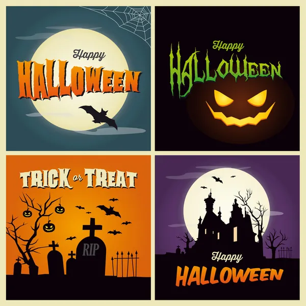 Joyeux Halloween cartes — Image vectorielle