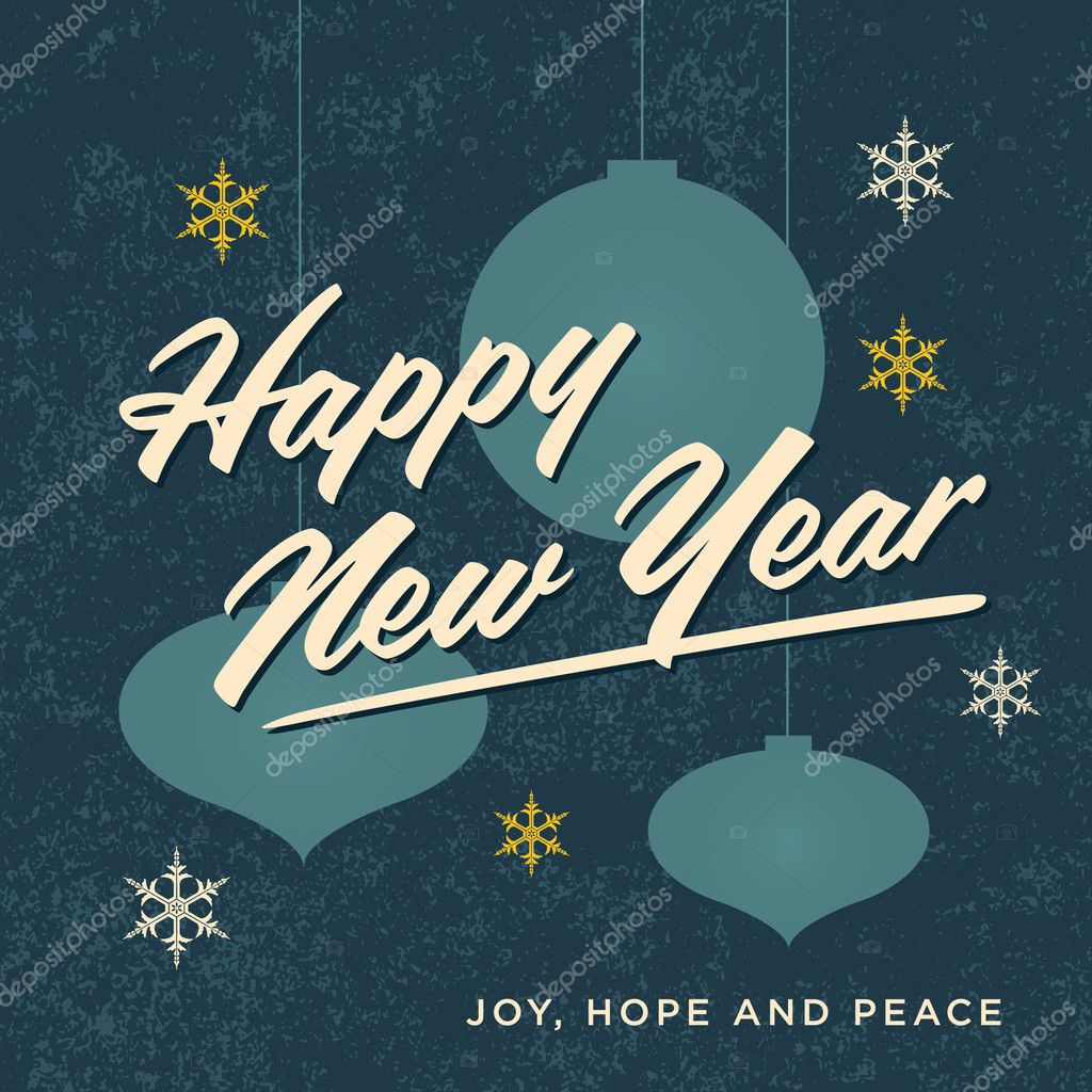 Happy new year card retro vintage