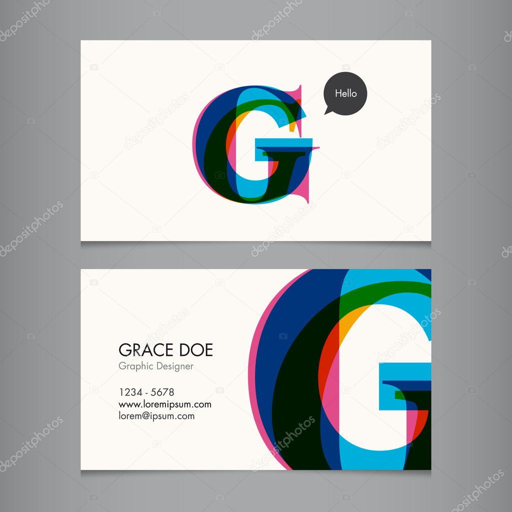 Business card vector template, alphabet letter, text color editable. Font, type, typography retro vintage modern. Ideal for independent worker, company, shop, restaurant...