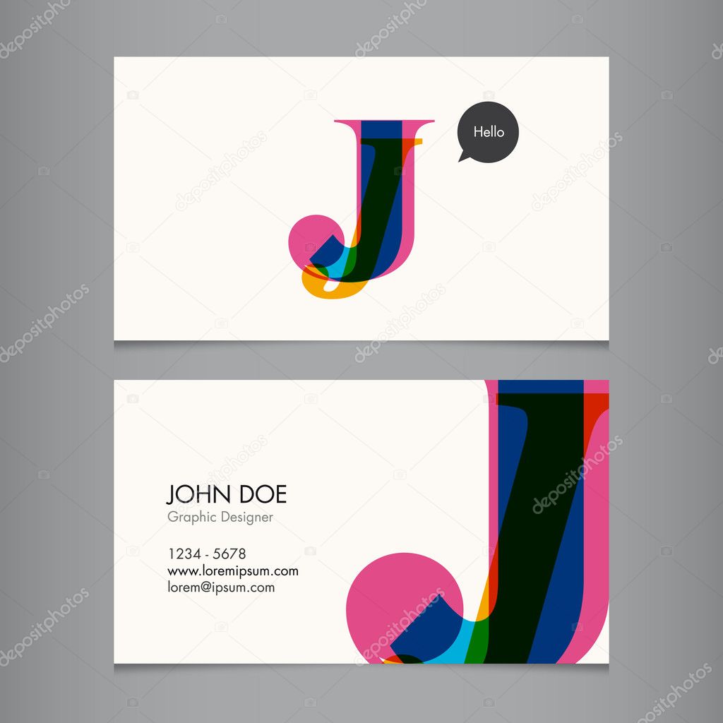 Business card vector template, alphabet letter, text color editable. Font, type, typography retro vintage modern. Ideal for independent worker, company, shop, restaurant...