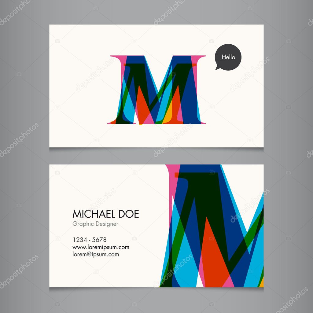 Business card vector template, alphabet letter, text color editable. Font, type, typography retro vintage modern. Ideal for independent worker, company, shop, restaurant...