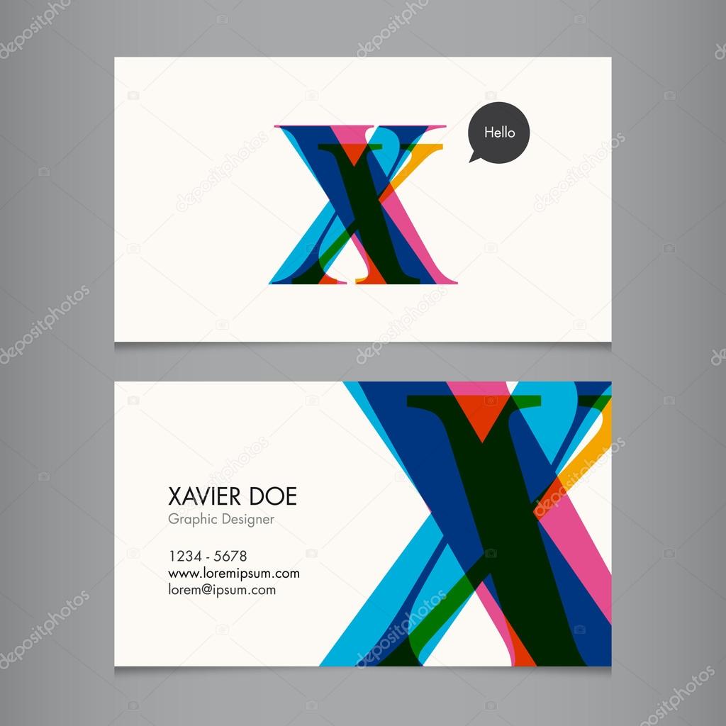 Business card vector template, alphabet letter, text color editable. Font, type, typography retro vintage modern. Ideal for independent worker, company, shop, restaurant...