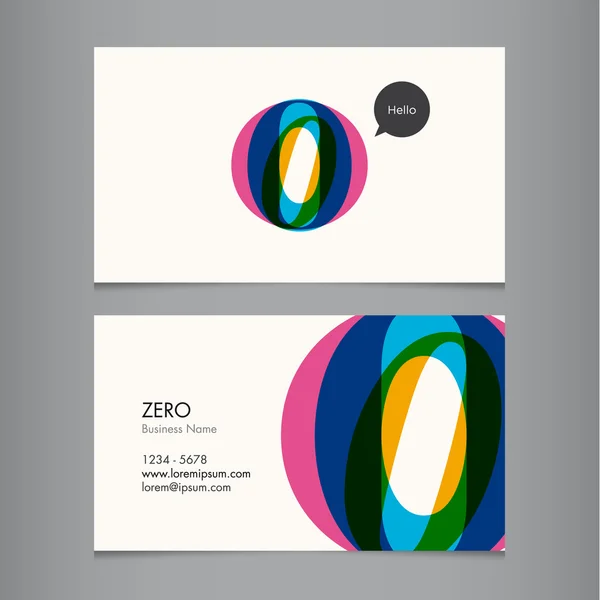 Business card template with number zero — Stock Vector