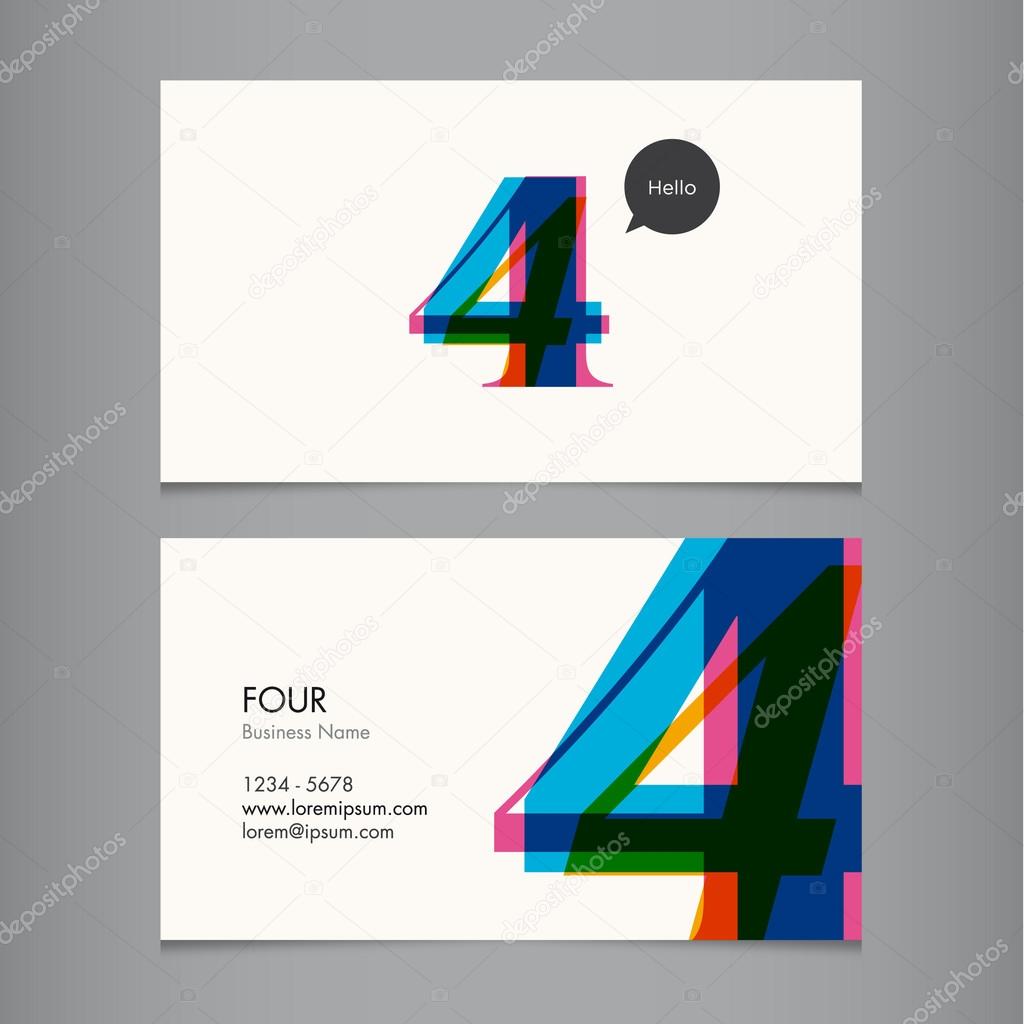 Business card template with number four
