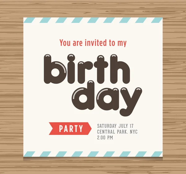 Carte d'invitation de fête d'anniversaire — Image vectorielle