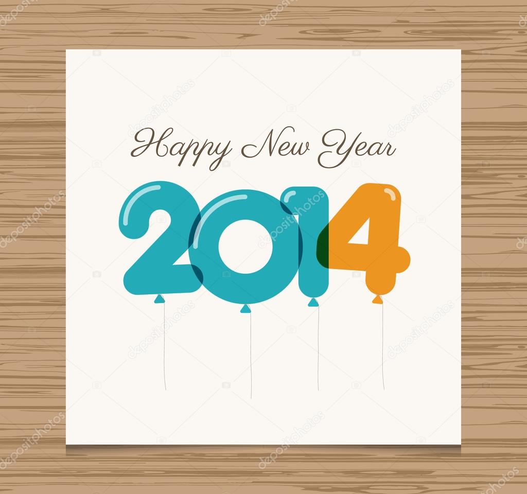 Happy new year card with balloons illustration