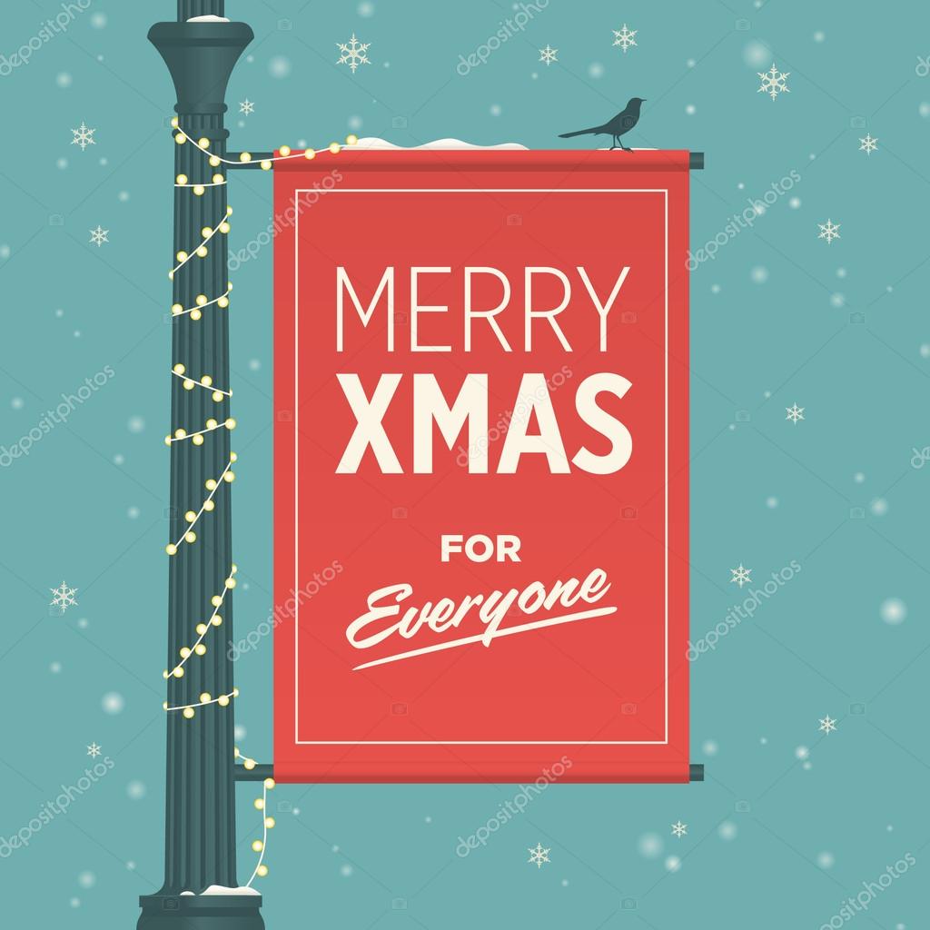 Merry christmas card retro vintage